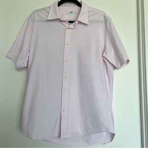 Uniqlo Men’s Dry Easy Care Comfort Short Sleeve Shirt Button Down - Light Pink